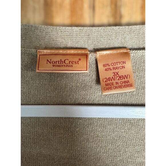 NorthCrest Plus Sz 3X Cardigan Sweater Boho Chic Aztec Stripe Knit Button Front - Picture 5 of 6